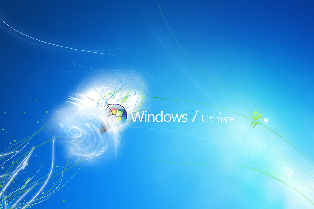 Windows 7经典壁纸 电脑桌面上的蓝色浪漫